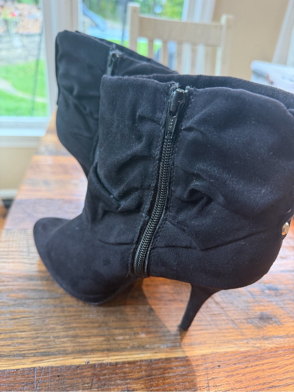 Jennifer Lopez Black Suede-Look Ankle Booties with Side Zip - Picture 2 of 6